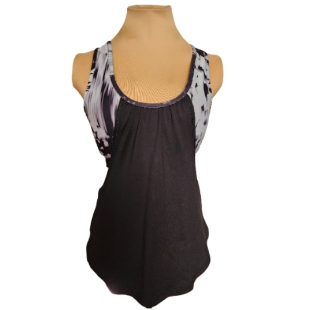 Mono B Open Back Racerback Active Tank Size Small‎ Black Print